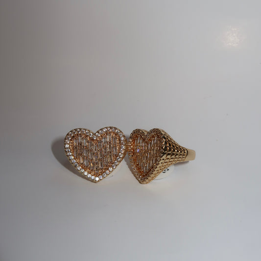 Gold Crystal Heart Shaped Ring